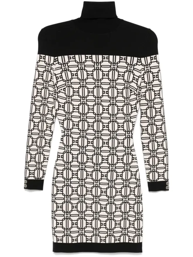 Elisabetta Franchi Elisabetta Franchi ジャカード ロゴ ロールネック ミニドレスの商品画像