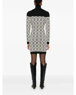 Elisabetta Franchi ジャカード ロゴ ロールネック ミニドレス - サムネイル4