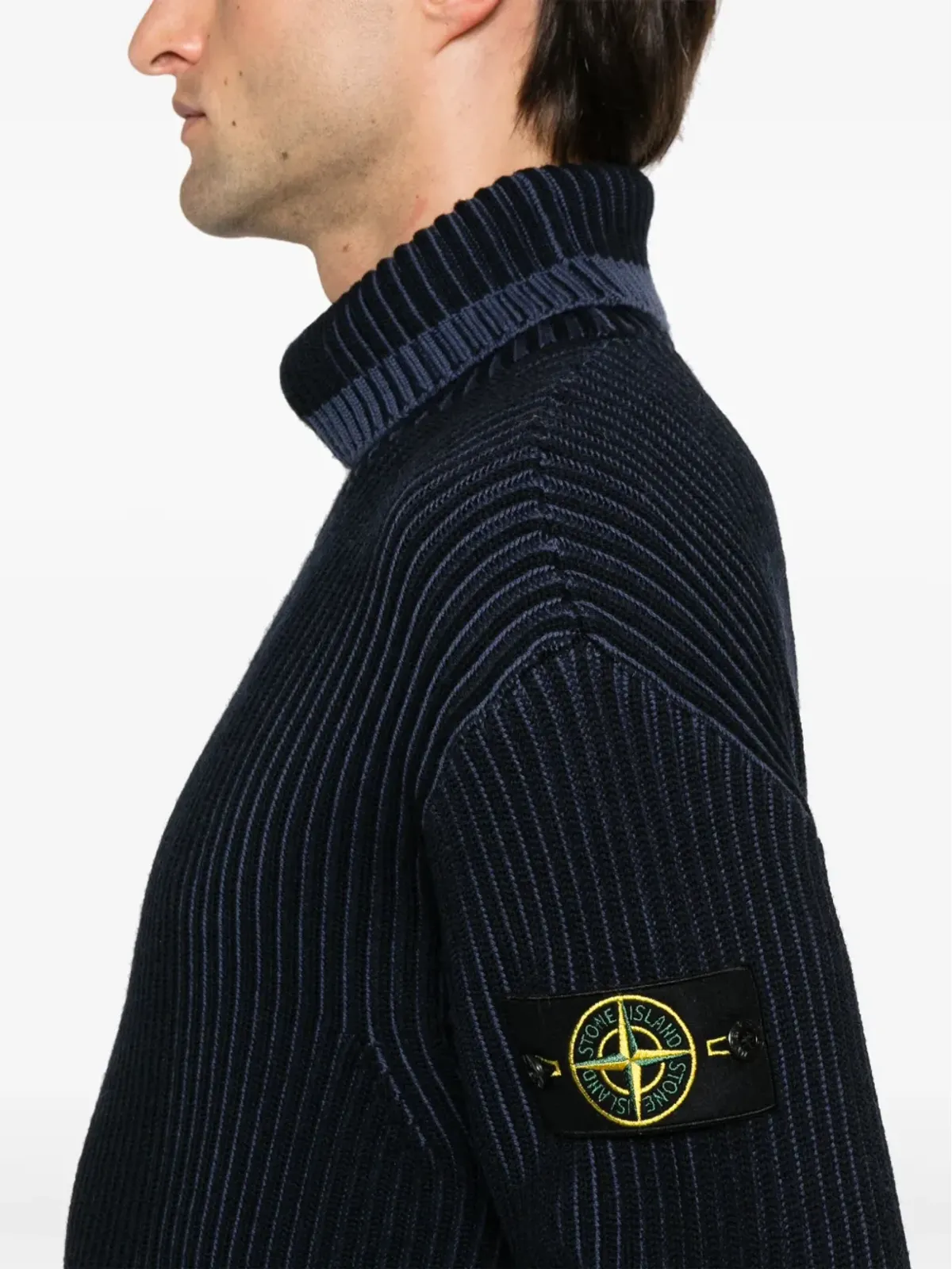 Stone Island リブ編みセーター ブルー - 画像5