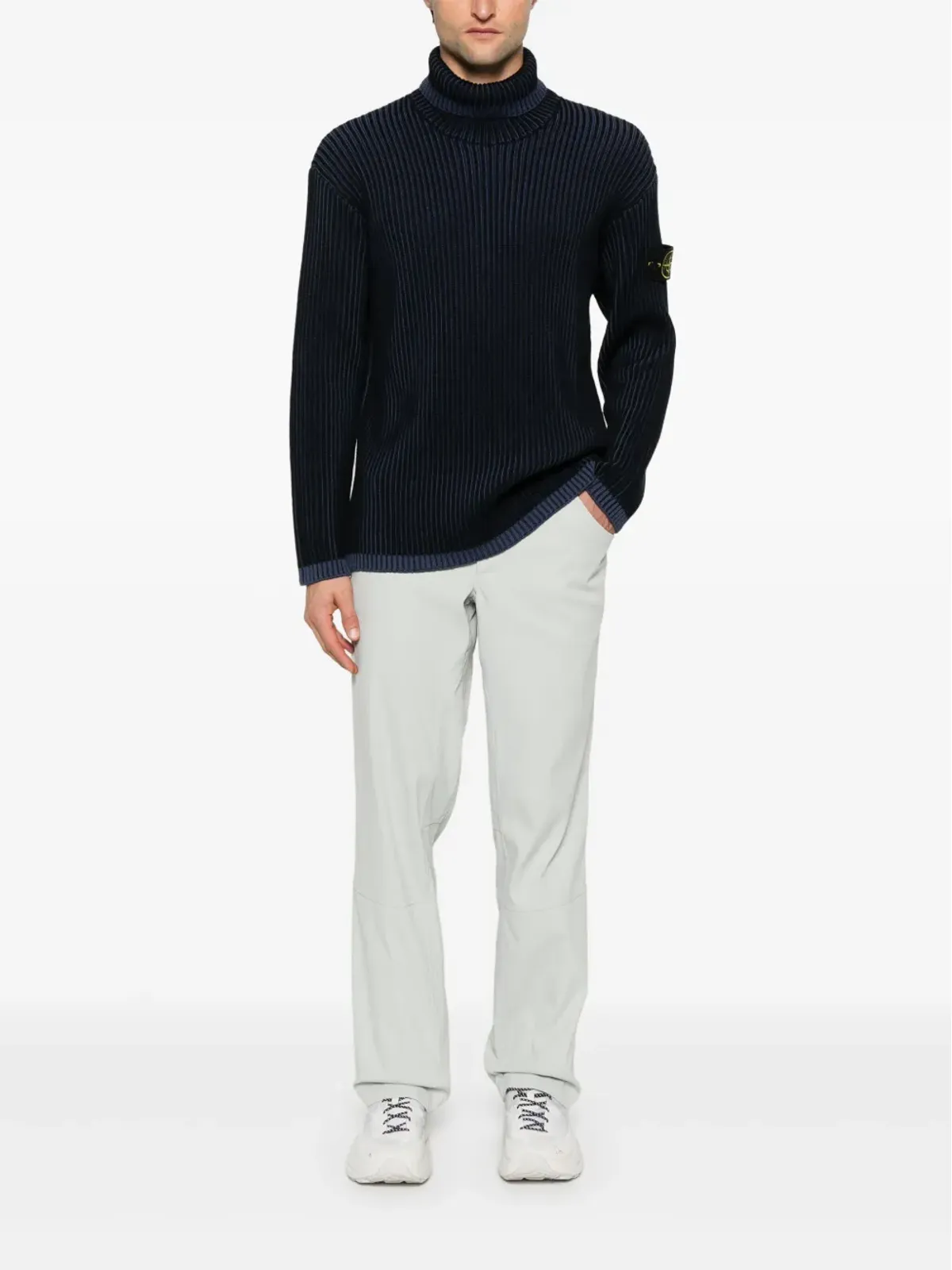 Stone Island リブ編みセーター ブルー - 画像2