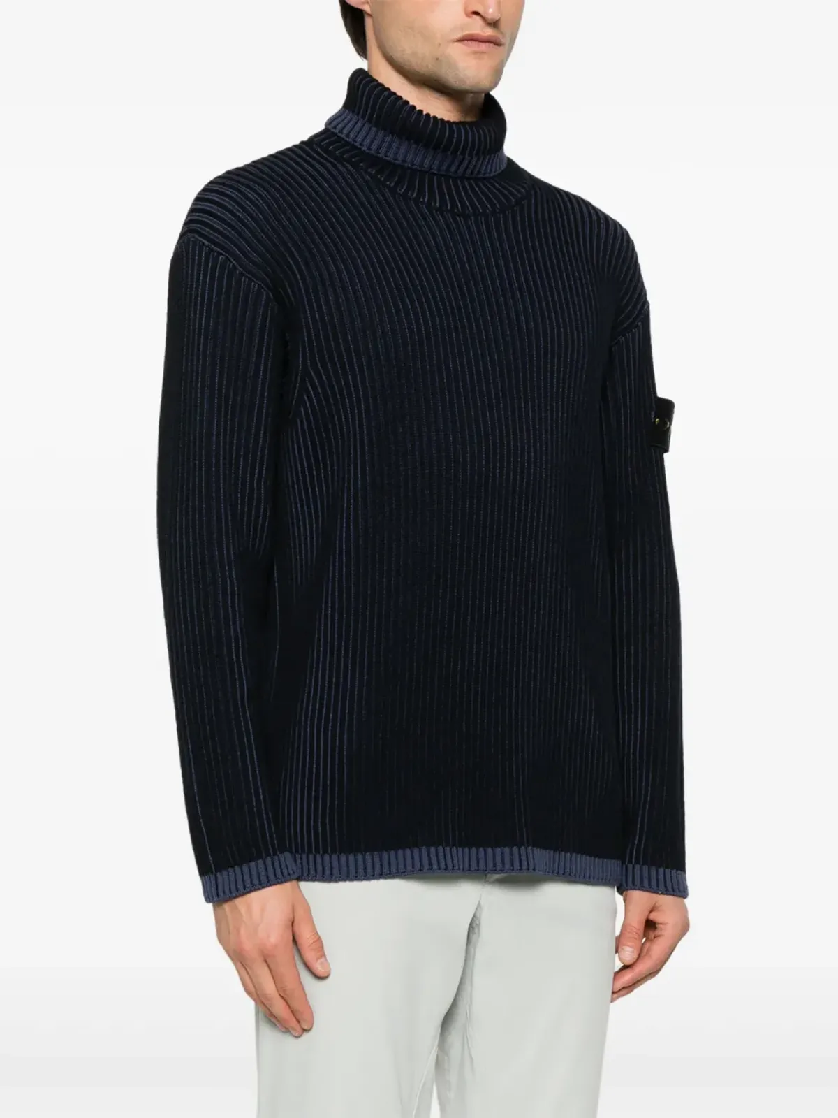 Stone Island リブ編みセーター ブルー - 画像3