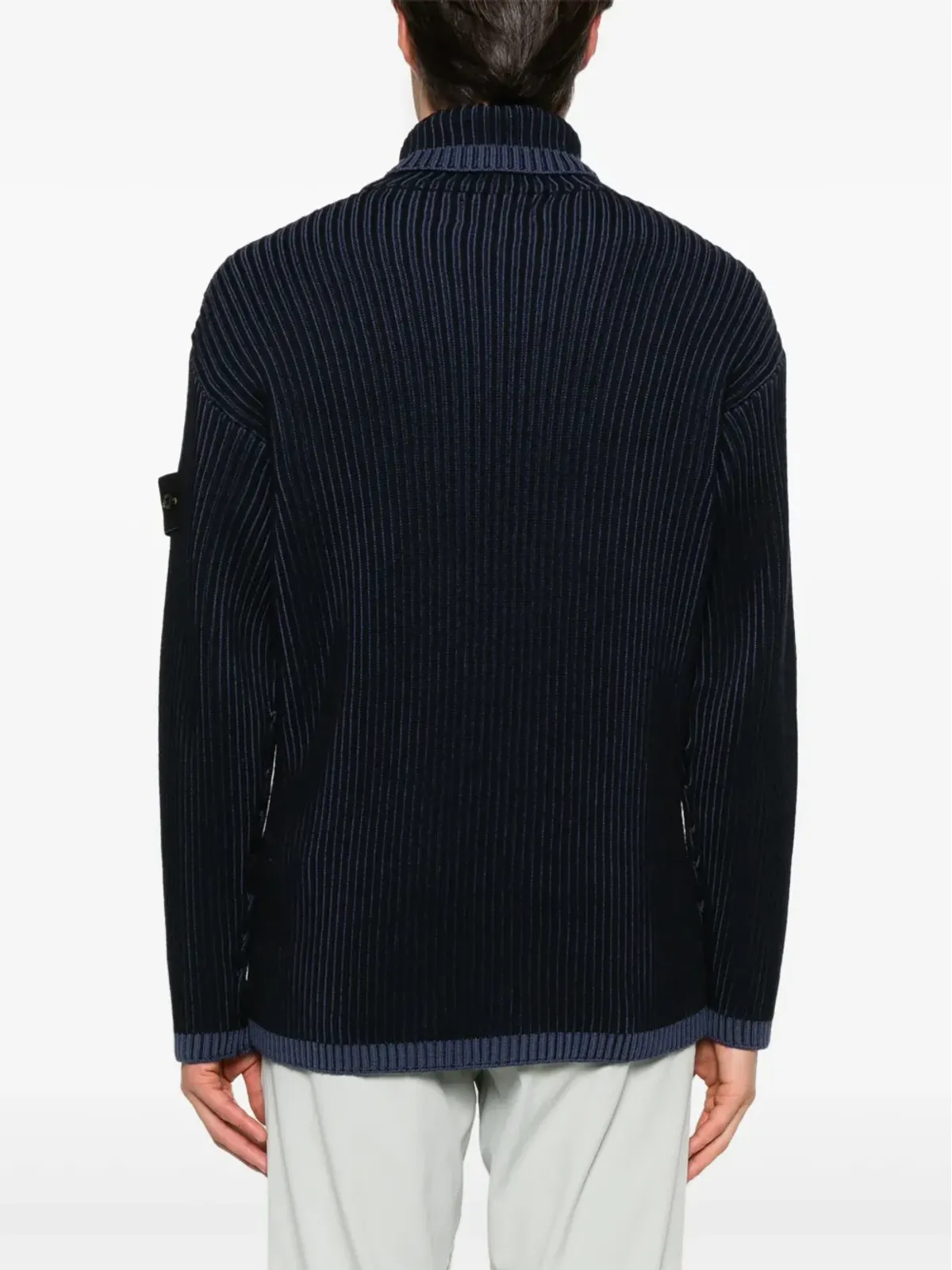 Stone Island リブ編みセーター ブルー - 画像4
