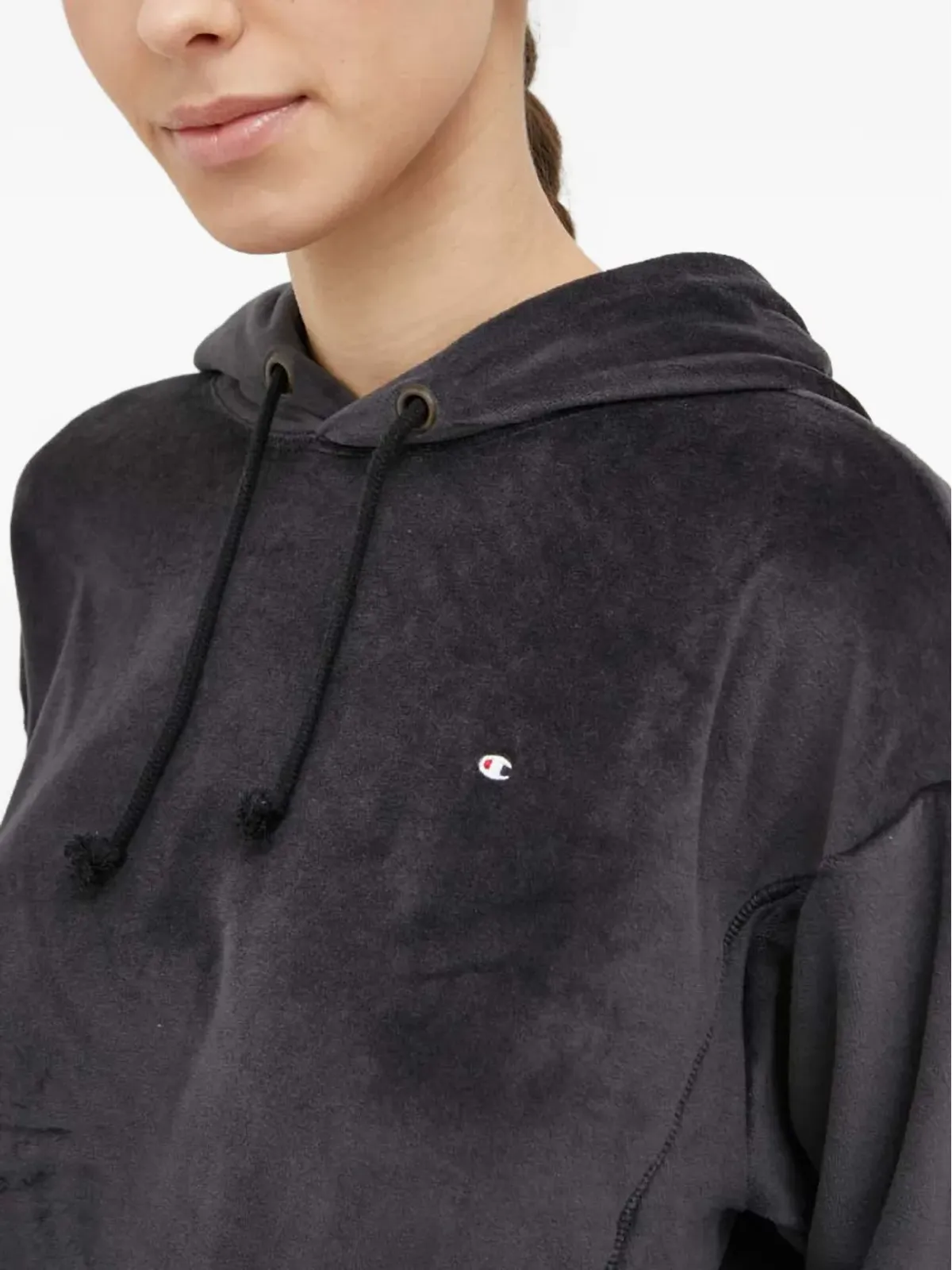 Champion ドローストリングロゴフード付きスウェットパーカー - 画像4