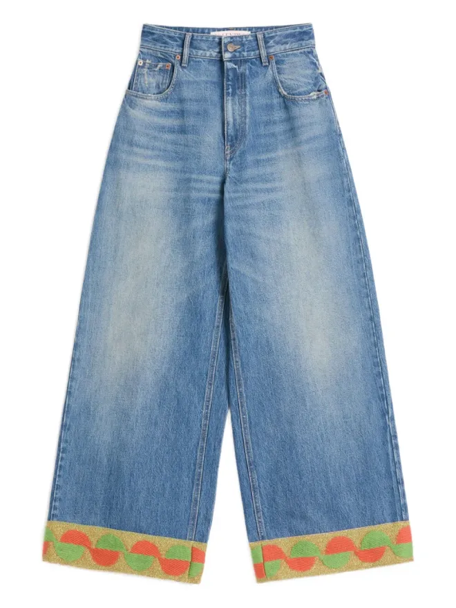 Valentino Garavani Valentino Garavani ジャカード-トリムジーンズ - ブルーの商品画像