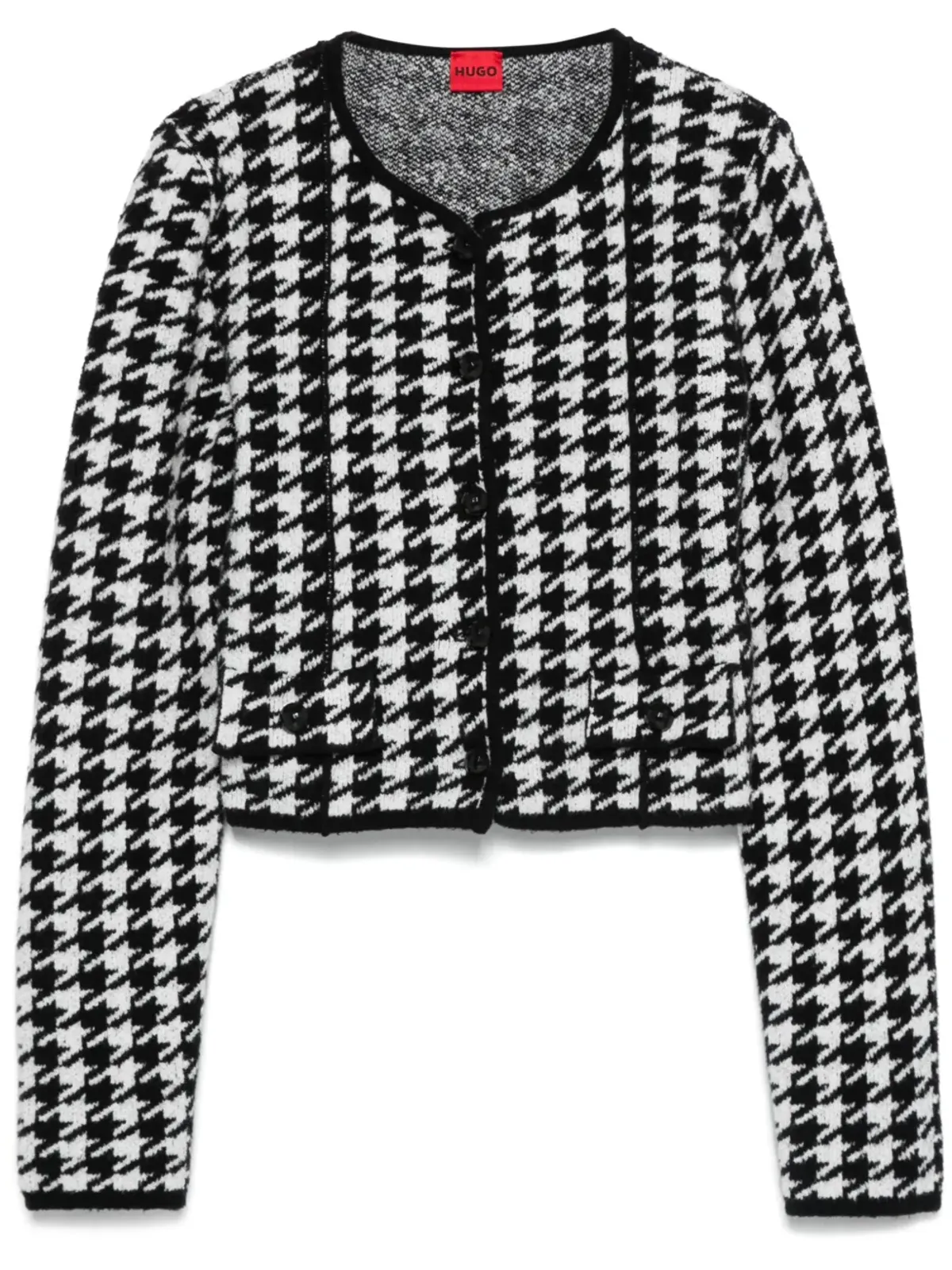HUGO houndstooth-pattern cardigan - Black - 画像1