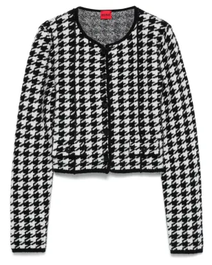 HUGO houndstooth-pattern cardigan - Black - サムネイル1