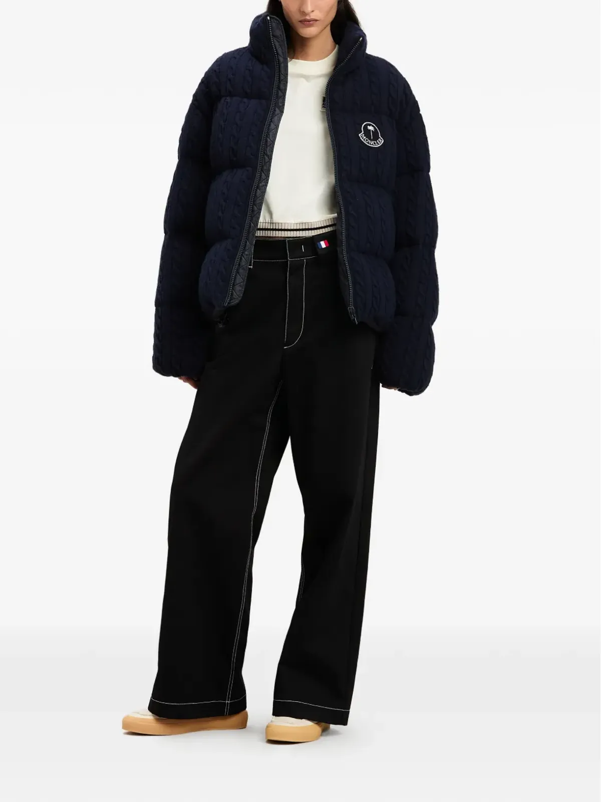Palm Angels x Moncler ロゴパッチ ワイドレッグパンツ - ブラック - 画像2