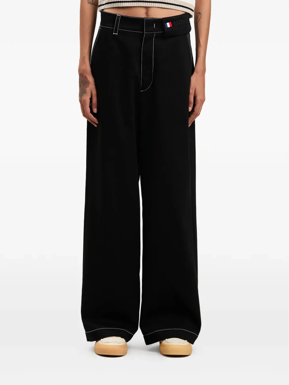 Palm Angels x Moncler ロゴパッチ ワイドレッグパンツ - ブラック - 画像3