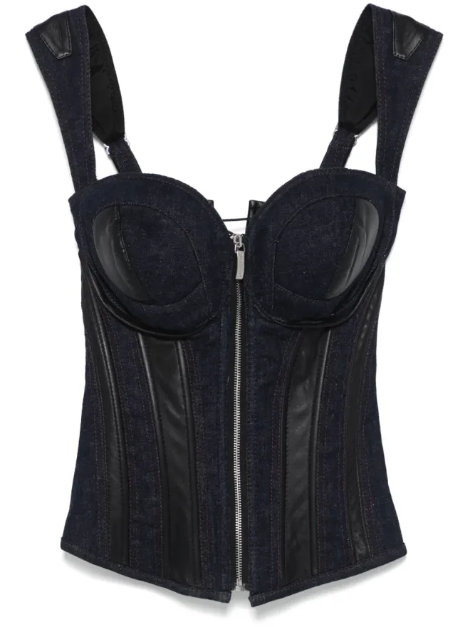 MITILIANE COUTURE MITILIANE COUTURE レザーインサートデニムコルセット - ブルーの商品画像