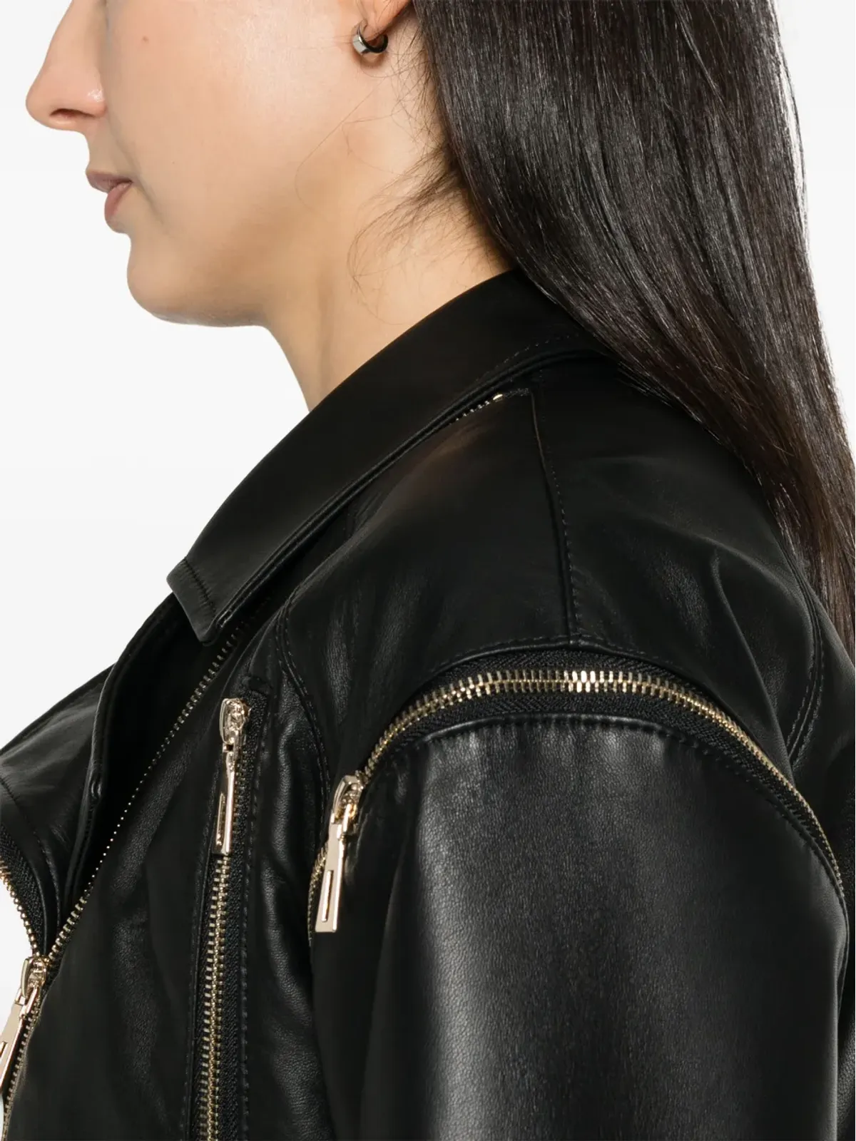 MITILIANE COUTURE 取り外し可能な袖のレザージャケット - 画像5