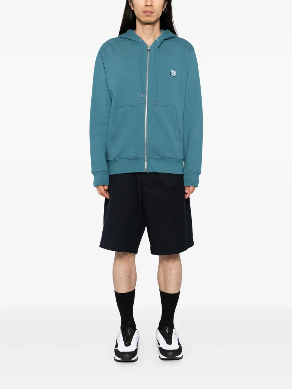 Maison Kitsuné キツネ頭パッチ入り 快適フード付きジャケット - ブルー - 画像2