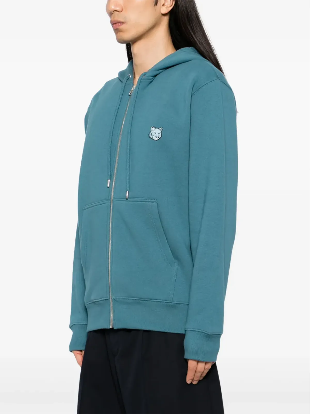Maison Kitsuné キツネ頭パッチ入り 快適フード付きジャケット - ブルー - 画像3