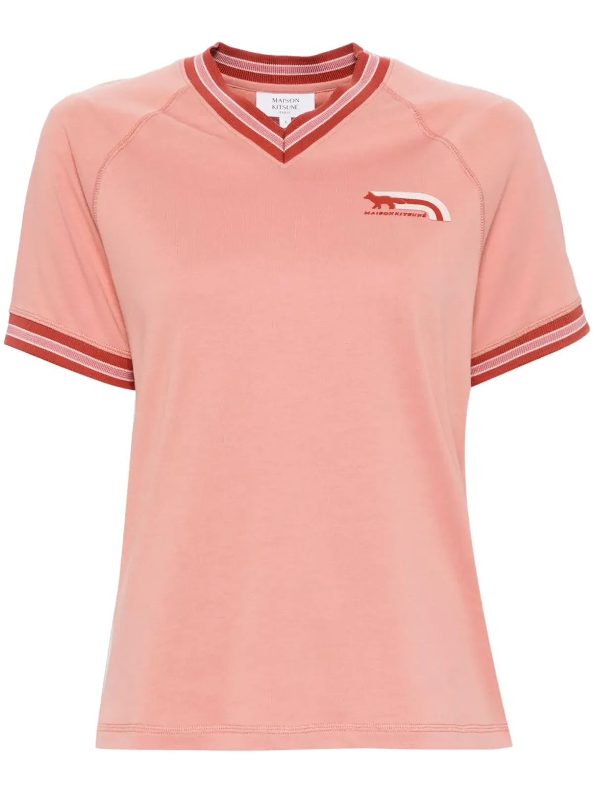Maison Kitsuné フラッシュフォックス Tシャツ ピンク - 画像1
