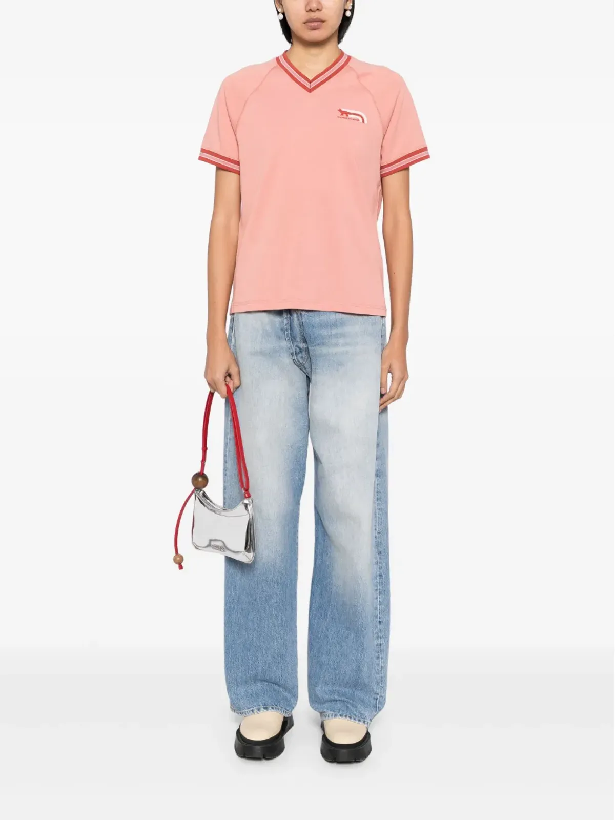 Maison Kitsuné フラッシュフォックス Tシャツ ピンク - 画像2