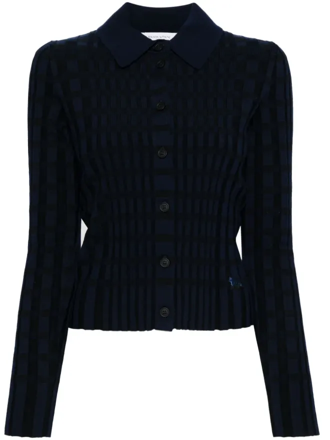 Maison Kitsuné Maison Kitsuné チェック柄ニットシャツ ブラックの商品画像
