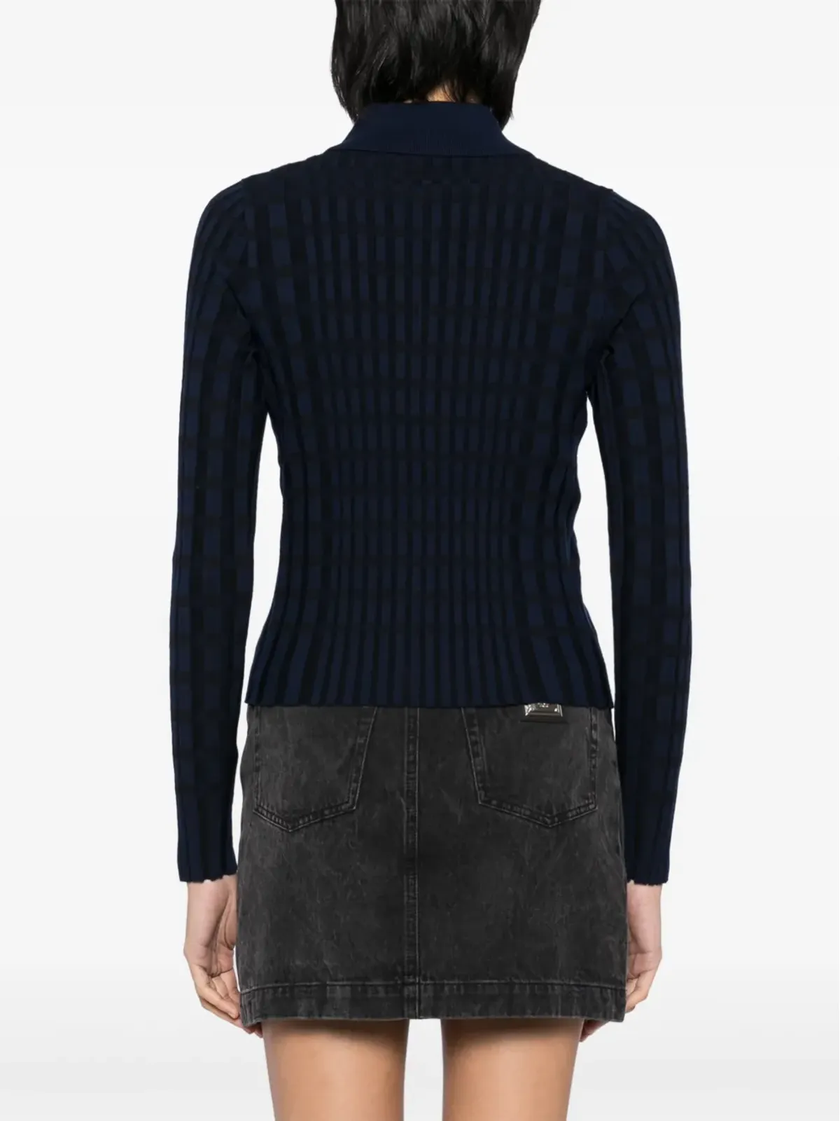 Maison Kitsuné チェック柄ニットシャツ ブラック - 画像4