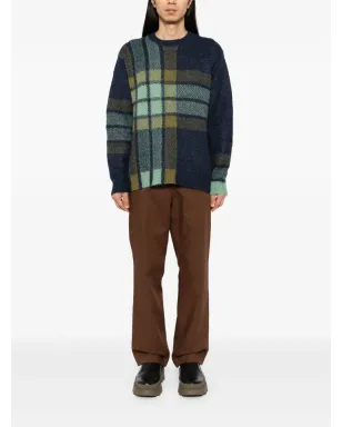 Maison Kitsuné グラフィックチェックのインターシャ ニットセーター ブルー - サムネイル2