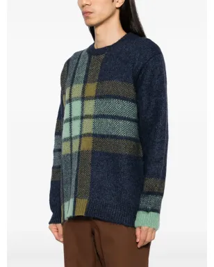 Maison Kitsuné グラフィックチェックのインターシャ ニットセーター ブルー - サムネイル3
