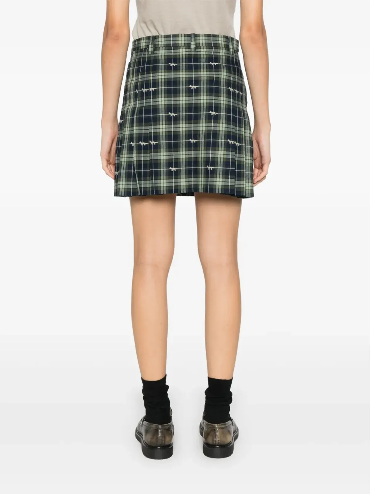 Maison Kitsuné ポケット装飾付きプリーツミニスカート - グリーン - 画像4