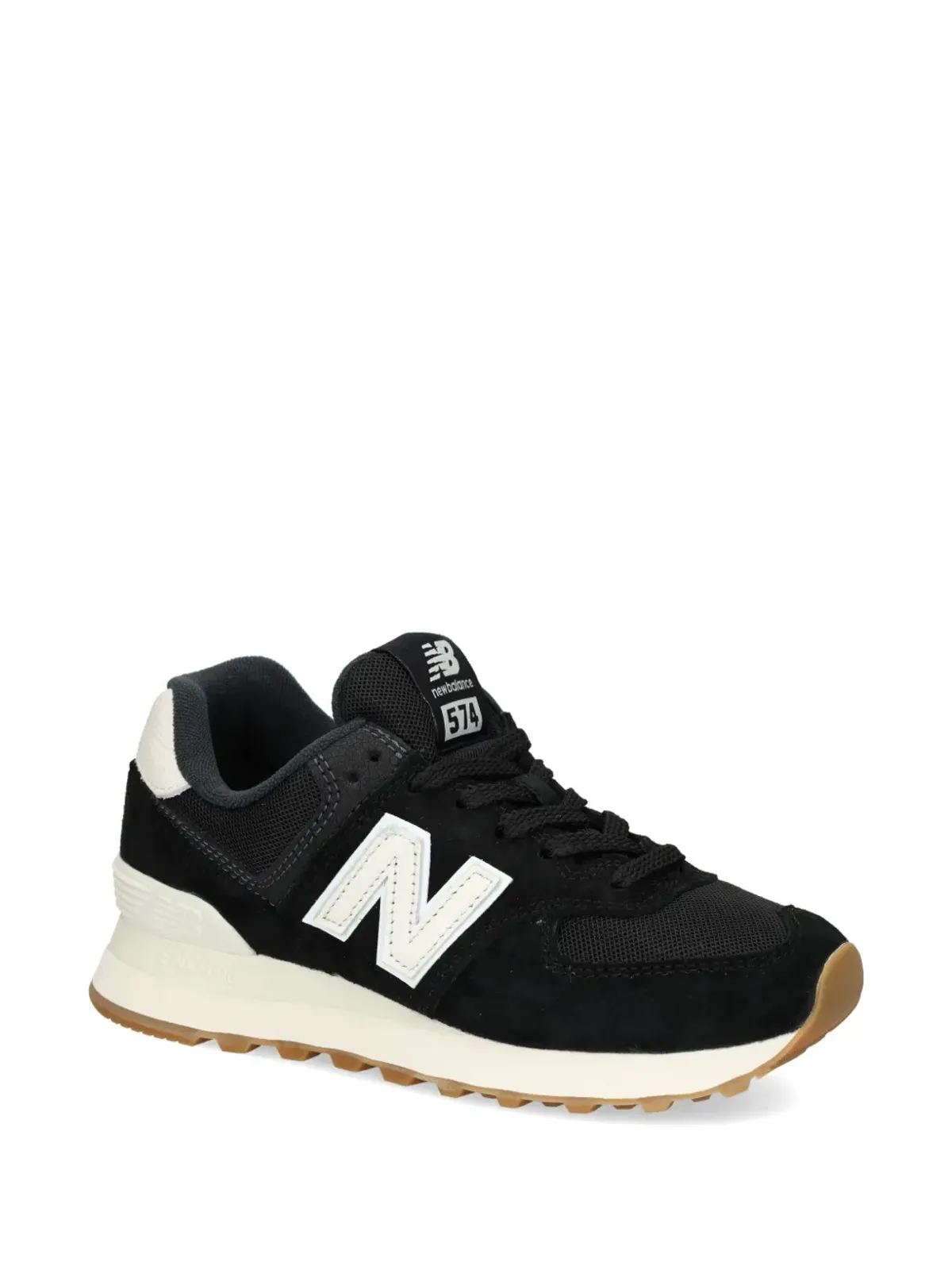 New Balance 574 スエード レースアップ スニーカー - ブラック - 画像2