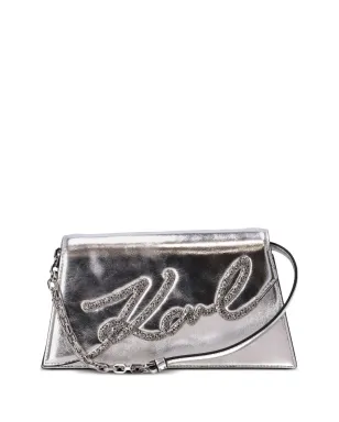 Karl Lagerfeld K/Signature 2.0 メタリックショルダーバッグ - シルバー - サムネイル1