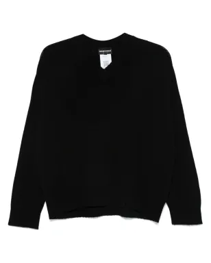 Emporio Armani バージンウール Vネックセーター ブラック - サムネイル1