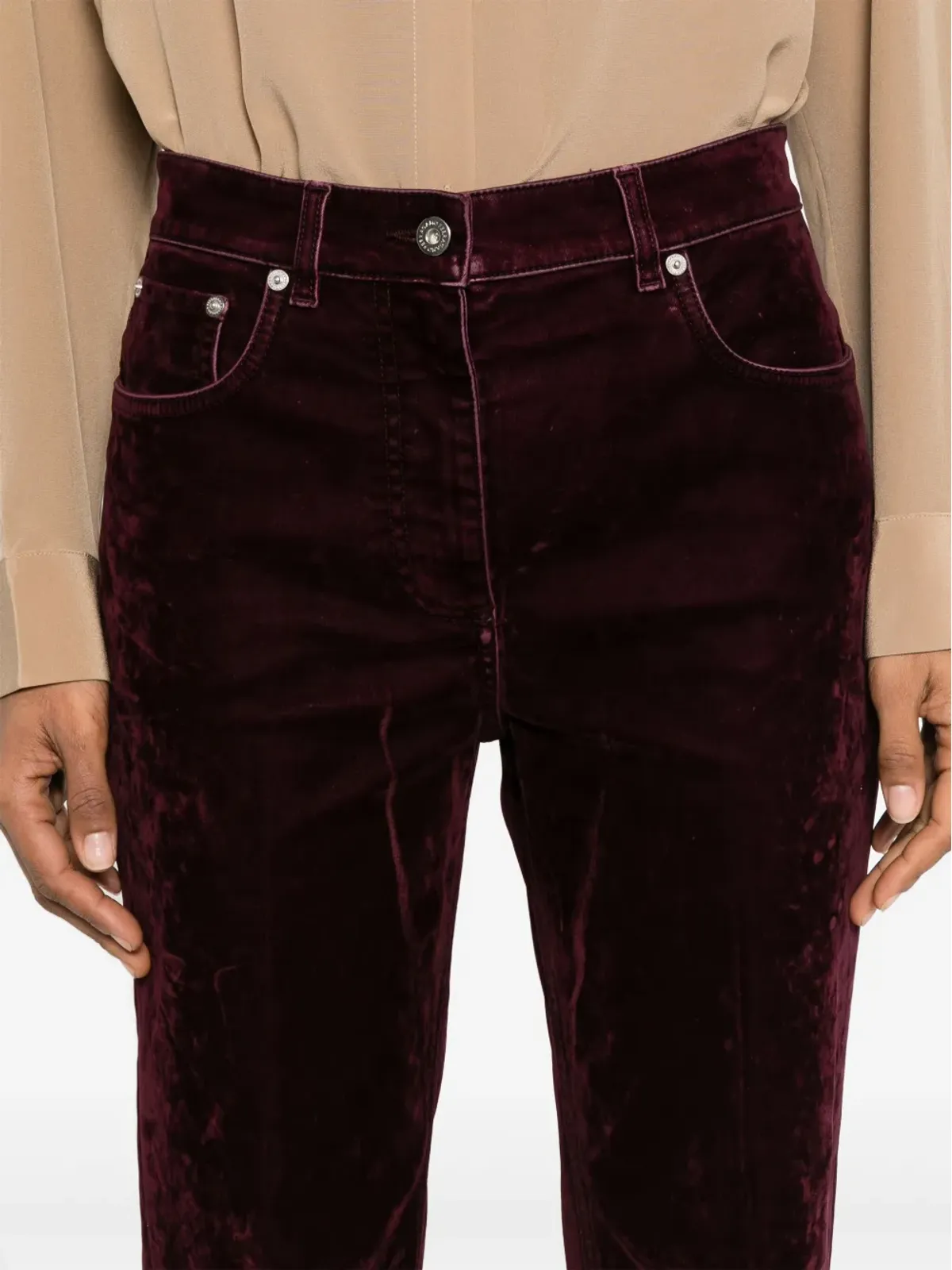 Ferragamo ベルベットパンツ レッド - 画像5