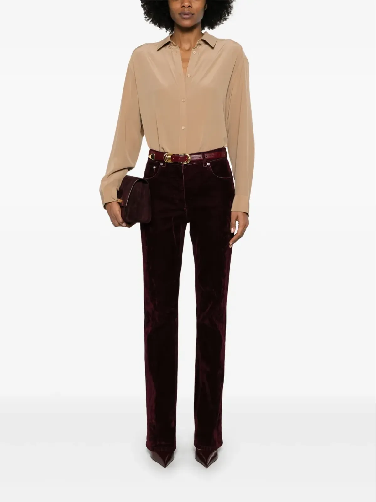 Ferragamo ベルベットパンツ レッド - 画像2
