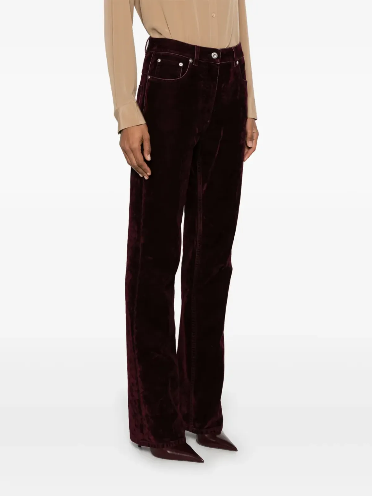 Ferragamo ベルベットパンツ レッド - 画像3