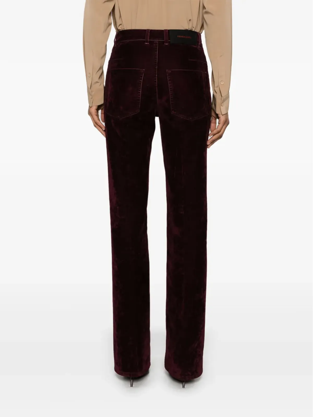 Ferragamo ベルベットパンツ レッド - 画像4