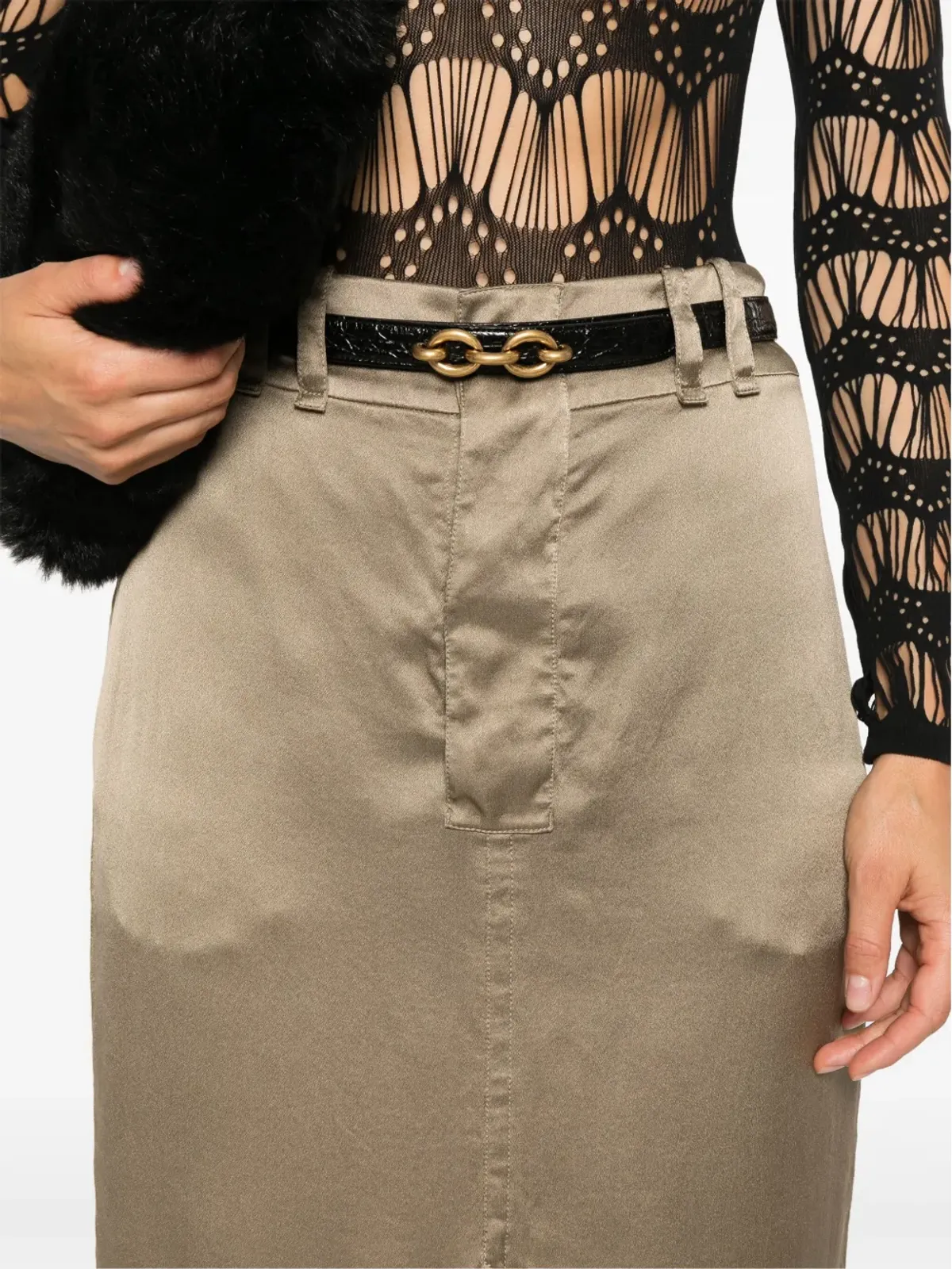 Saint Laurent シルク ペンシルスカート - 画像5