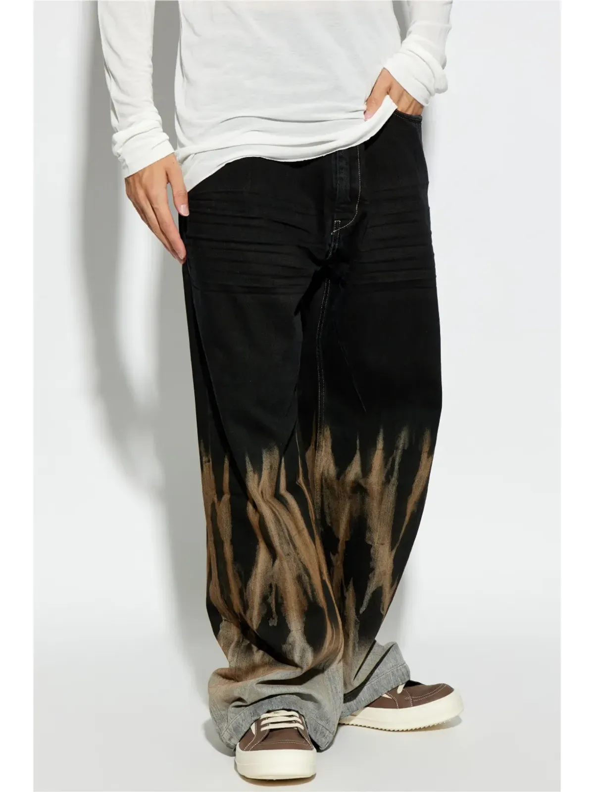 Rick Owens DRKSHDW グラデーション加工ジーンズ ブラック - 画像3