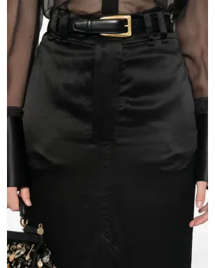 Saint Laurent シルクミディスカート - ブラック - サムネイル5