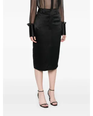 Saint Laurent シルクミディスカート - ブラック - サムネイル3