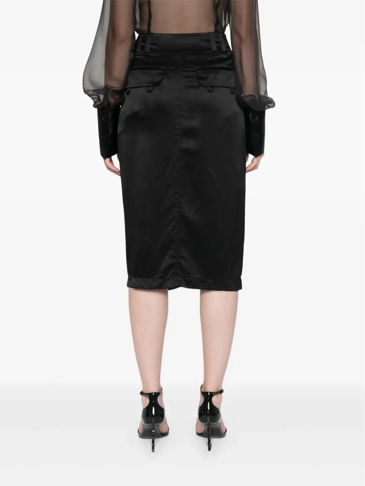 Saint Laurent シルクミディスカート - ブラック - 画像4