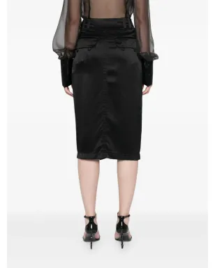 Saint Laurent シルクミディスカート - ブラック - サムネイル4