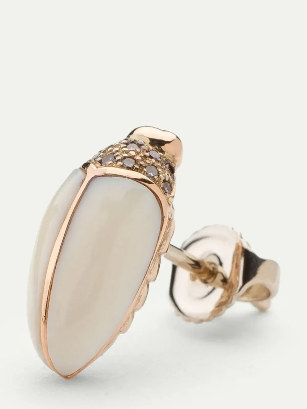 Bibi van der Velden 18kt gold Mini Mammoth Scarab stud diamond earring - 画像2