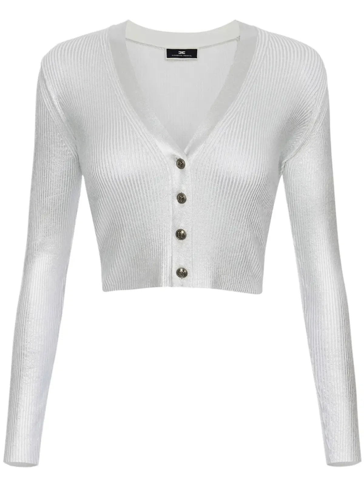 Elisabetta Franchi ラミネート加工クロップドカーディガン グレー - 画像1