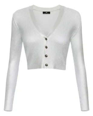 Elisabetta Franchi ラミネート加工クロップドカーディガン グレー - サムネイル1