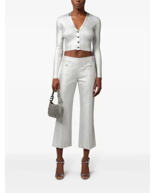 Elisabetta Franchi ラミネート加工クロップドカーディガン グレー - サムネイル2