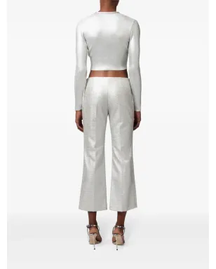 Elisabetta Franchi ラミネート加工クロップドカーディガン グレー - サムネイル3