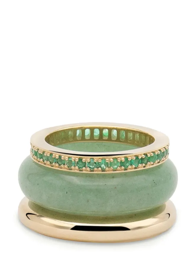 By Pariah By Pariah 14K イエローゴールド 輝く多石スタックリング - グリーンの商品画像