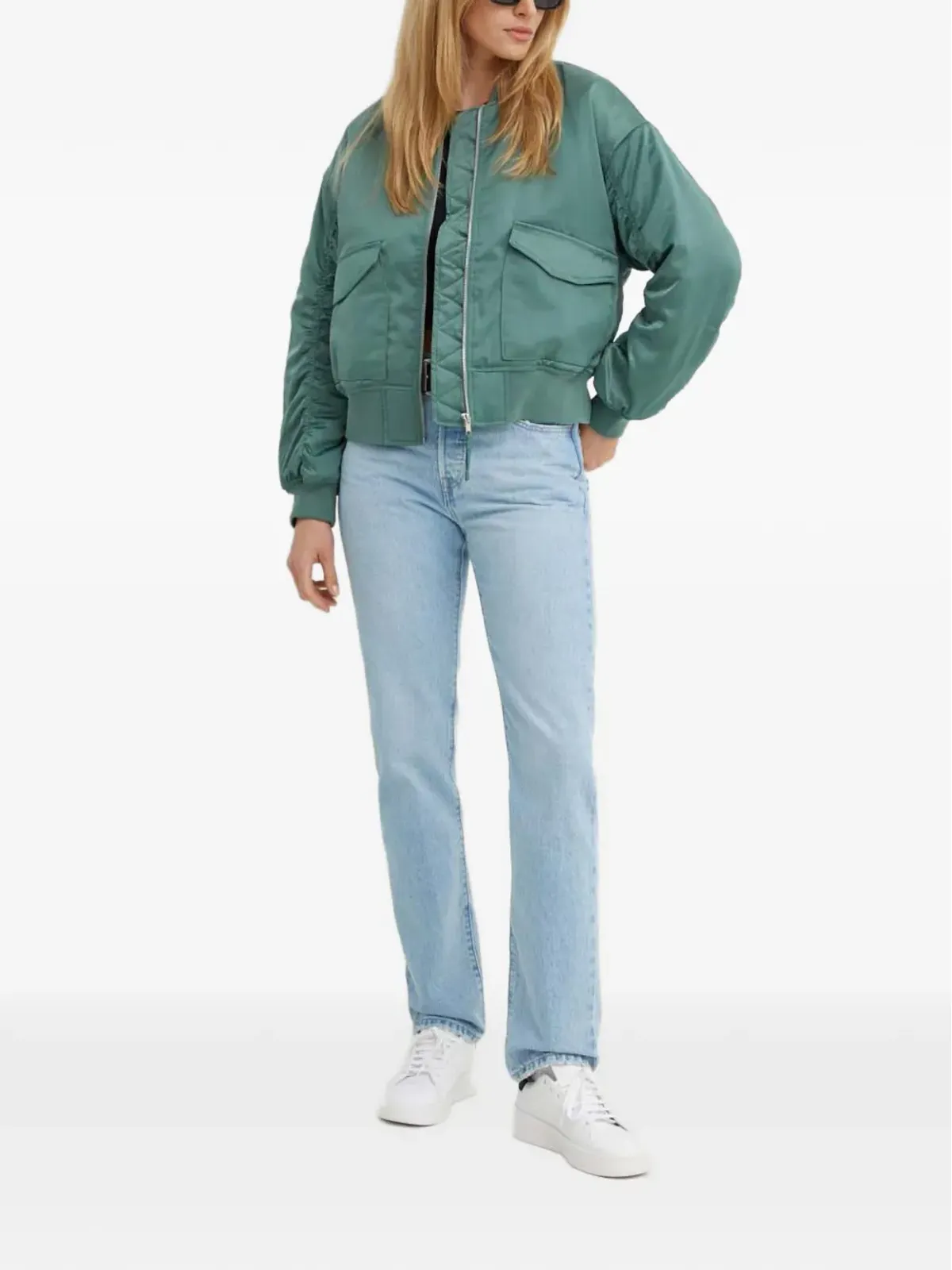 Levi's フラップポケット ボンバージャケット グリーン - 画像2
