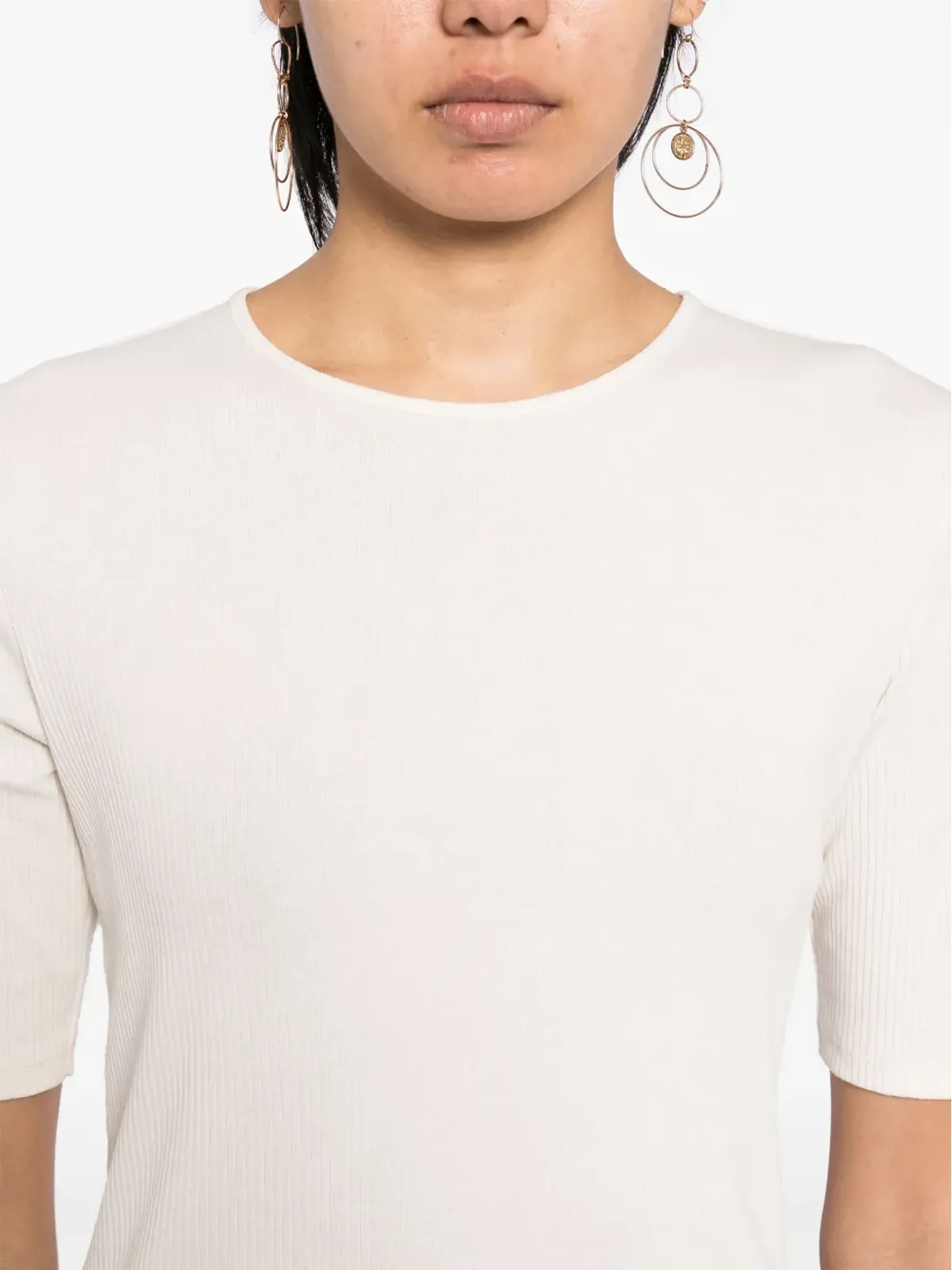 Vince コットンリブ編みTシャツ - ホワイト - 画像5