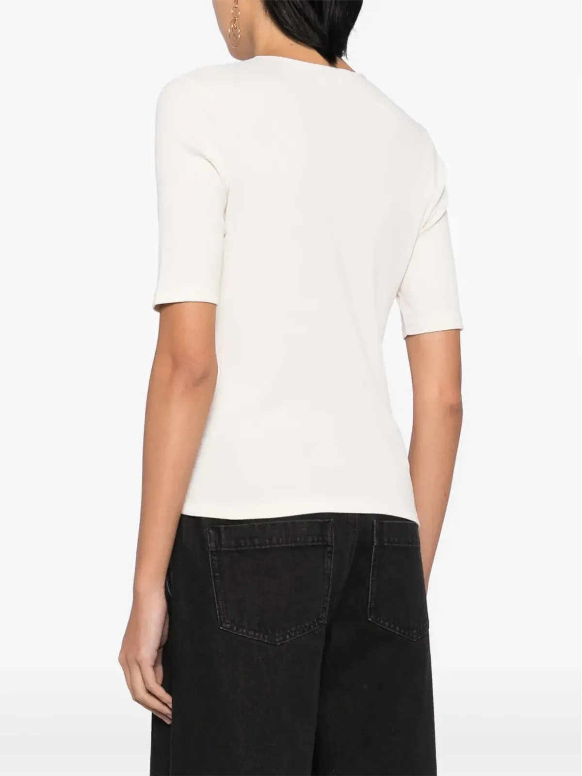 Vince コットンリブ編みTシャツ - ホワイト - 画像4