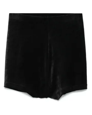 Rick Owens Lilies ブラックベルベット ハイウエスト カットオフショーツ - サムネイル1
