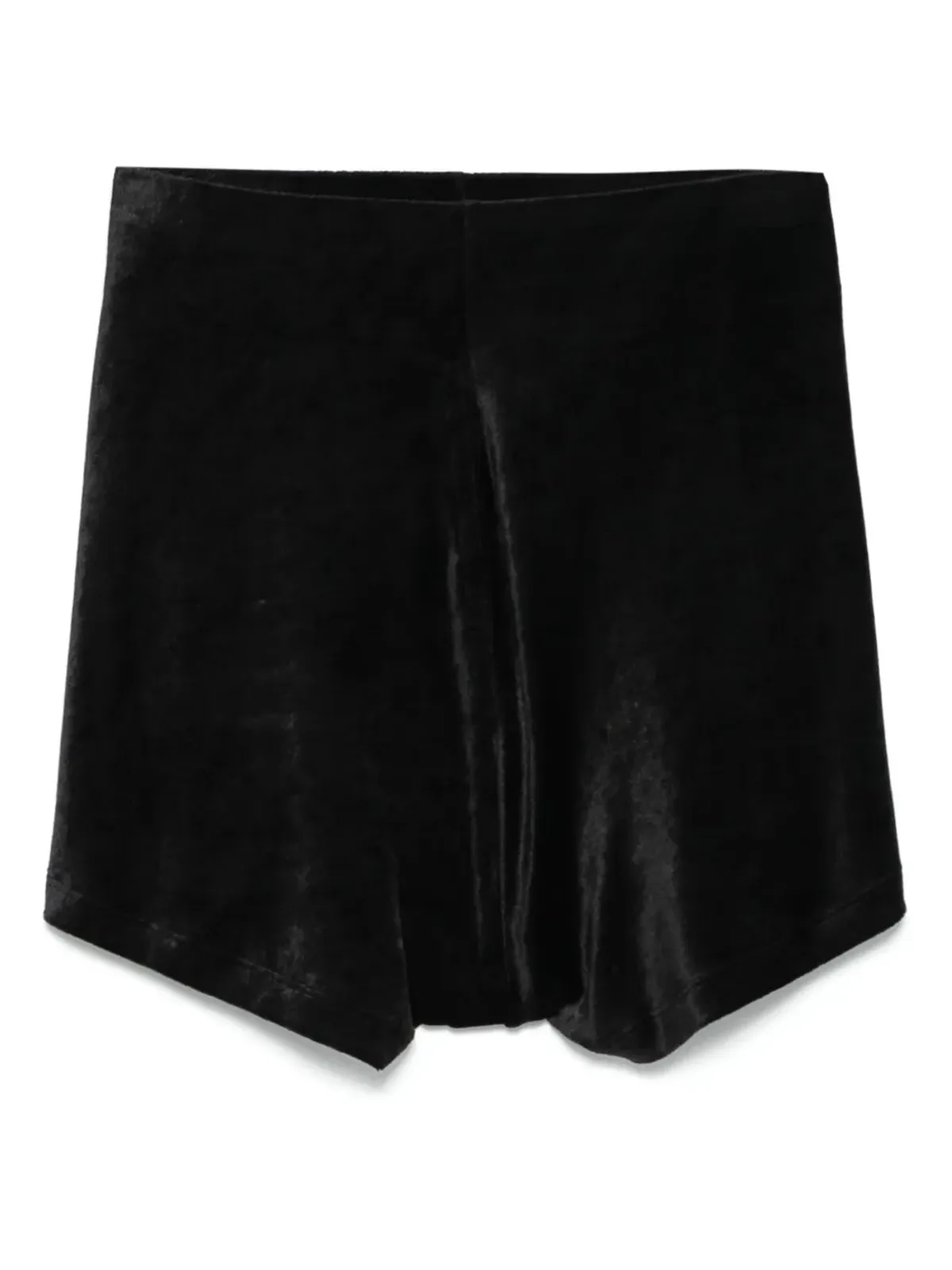Rick Owens Lilies ブラックベルベット ハイウエスト カットオフショーツ - 画像2