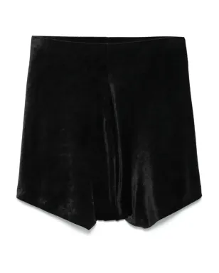 Rick Owens Lilies ブラックベルベット ハイウエスト カットオフショーツ - サムネイル2