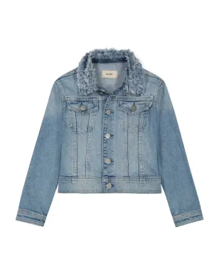 DL1961 KIDS Manning Frayed Denim Trucker Jacket - ブルー - サムネイル1