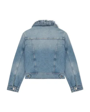 DL1961 KIDS Manning Frayed Denim Trucker Jacket - ブルー - サムネイル2